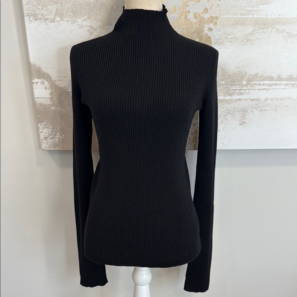 Black Ribbed Turtleneck Sweater